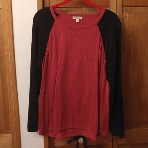 Avalin; Red/Black Pullover, Baseball-Style Sweater; Sz M